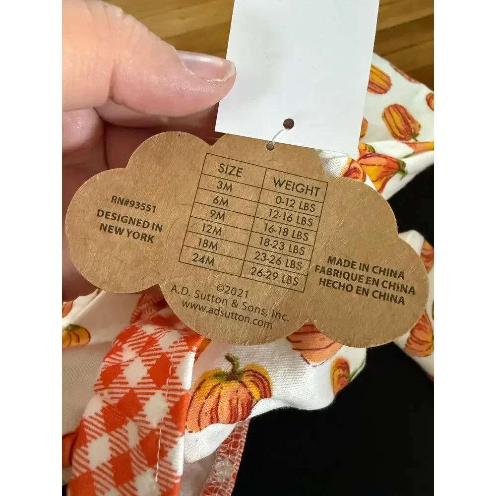 NWT‎ Baby Essentials 2 piece pumpkin fall infant outfit with matching headband